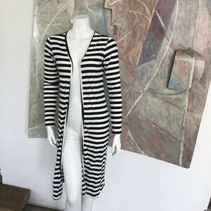 Fili Dell’ Arte Blue White Striped Open Front Duster Blouse Top A17 Size Medium